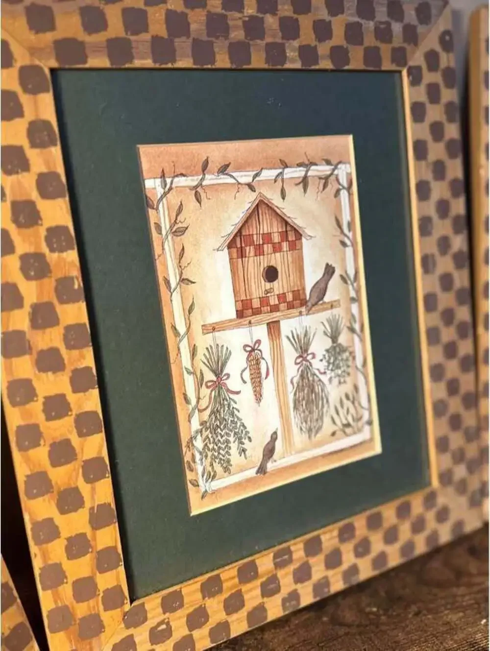 Set of 3 Primitive Birdhouse Framed Art Prints